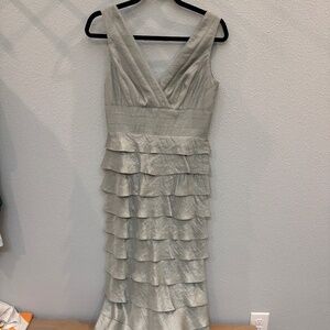 Adrianna Papell silver metallic long dress